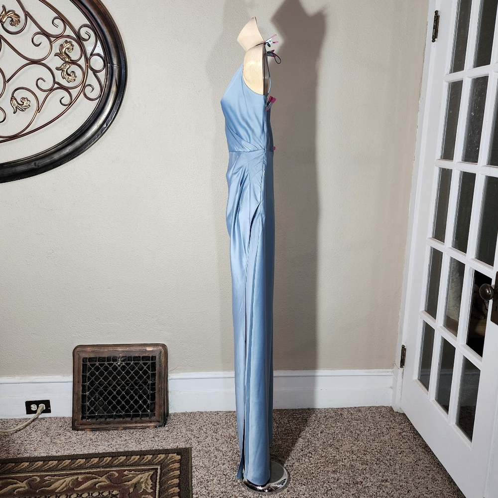 BHLDN/Anthropologie Dress Charmeuse Spaghetti Strap Satin Maxi Blue Plus Size 14 - Picture 6 of 16